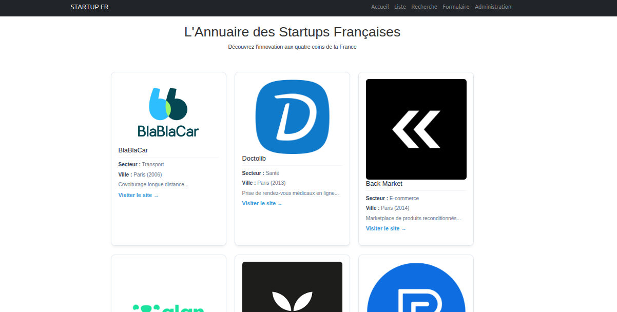 Startups FR — vue 2